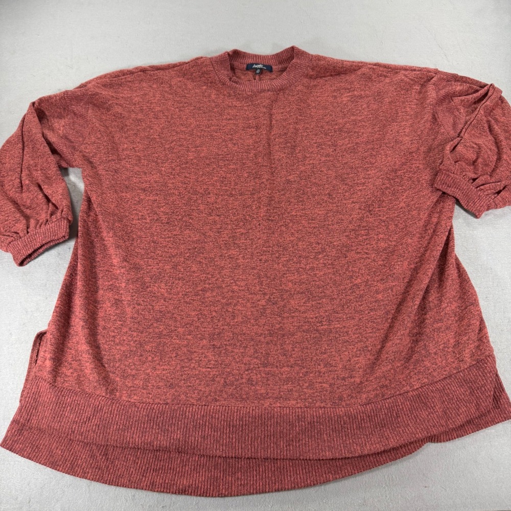 Angels Forever Young Tunic Sweater Women 2X Rust Mock Neck Pockets Cozy Knit Top